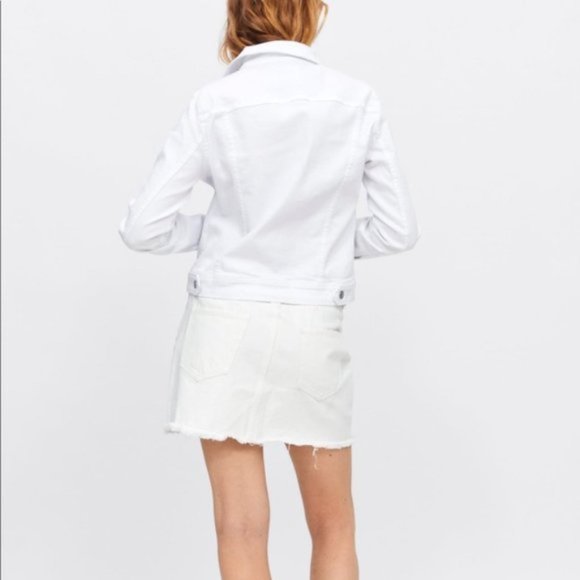Zara White Denim Mini Skirt Button Fly XS - Picture 6 of 8